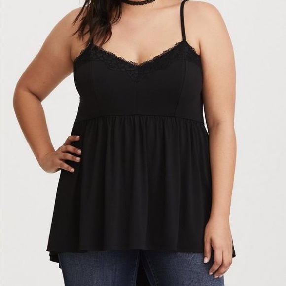 torrid Tops Torrid Black Lace Trim Babydoll Cami Poshmark